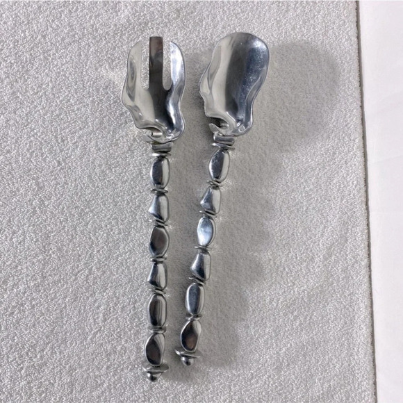 Vintage X-Large Pebbled Stemmed  Serving Spoon & Fork - Picture 1 of 11